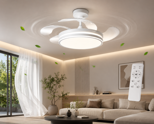 Katlanabilir LED Tavan Vantilatörü Kumandalı – Sessiz 3 Hızlı Açılır Kapanır Fan Lamba 57 CM