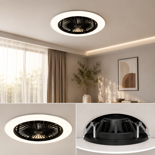 56 CM LED Tavan Vantilatörü Kumandalı – 6 Kademeli Sessiz Tavan Fanı Siyah