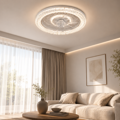 Cata Kristal LED Tavan Vantilatörü 56 CM – Kumandalı Sessiz 6 Kademeli Fan