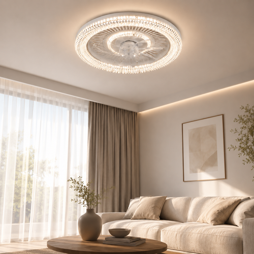 Cata Kristal LED Tavan Vantilatörü 56 CM – Kumandalı Sessiz 6 Kademeli Fan