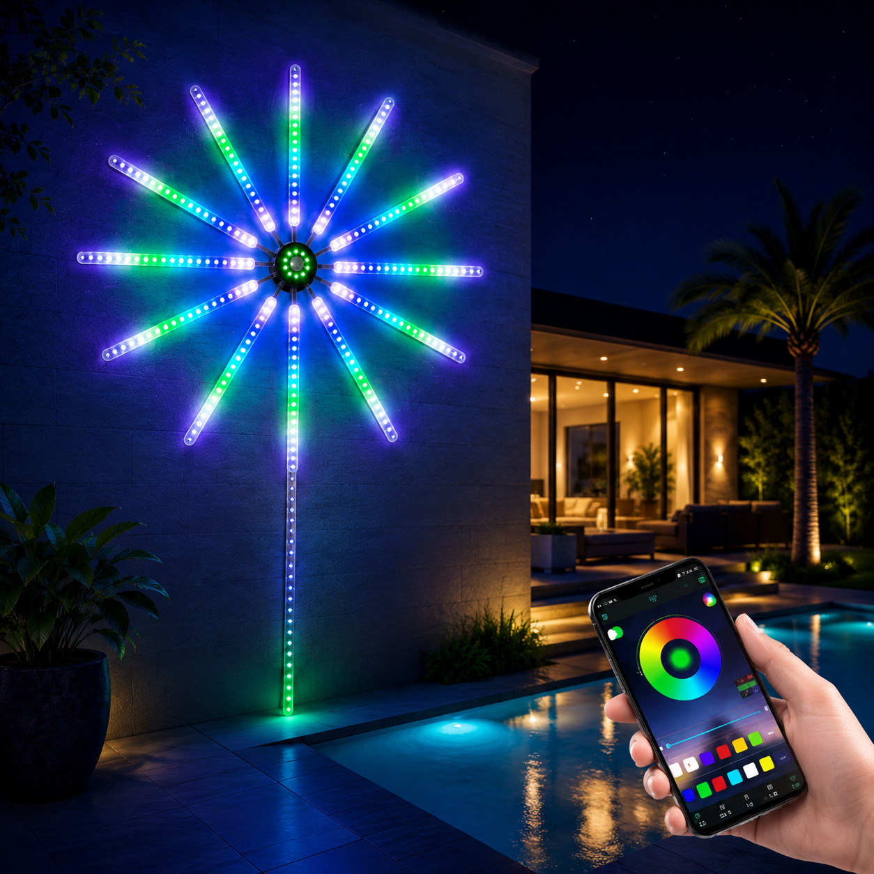 RGB Havai Fişek LED Duvar Işığı – Bluetooth Kontrollü Akıllı RGB Ambiyans Aydınlatma